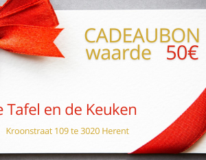 Cadeaubon ter waarde van 50€. Altijd fijn om te krijgen!!! En daarna te besteden in "de Tafel en de Keuken".